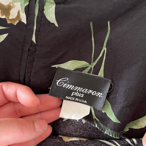 Vtg Y2K 2000s Cimmaron Plus Black Dark Floral Maxi Dress Wmns Sz 16 Cottagecore - Picture 9 of 11